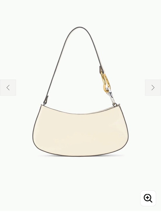 STAUD Handbags - STAUD Cream Leather Shoulder Bag with Gold Ring Detail